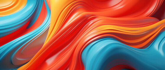 Futuristic abstract pattern with neon swirls and wavy lines, blending red, blue, and orange.