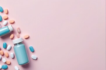 pink background with pills and tablets