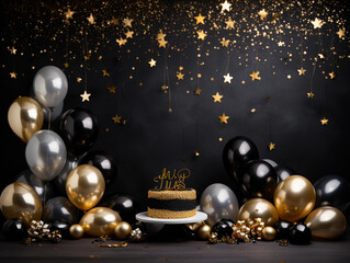The epitome of sophistication A birthday border design with sparkling gold elements signifying luxury 