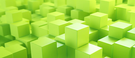Minimalist 3D cubes in acid green, forming a clean, geometric pattern.