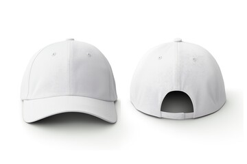 Blank white baseball cap mockup. seen from the front and back