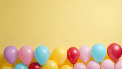 bunch of colorful balloons in a color background with space for text