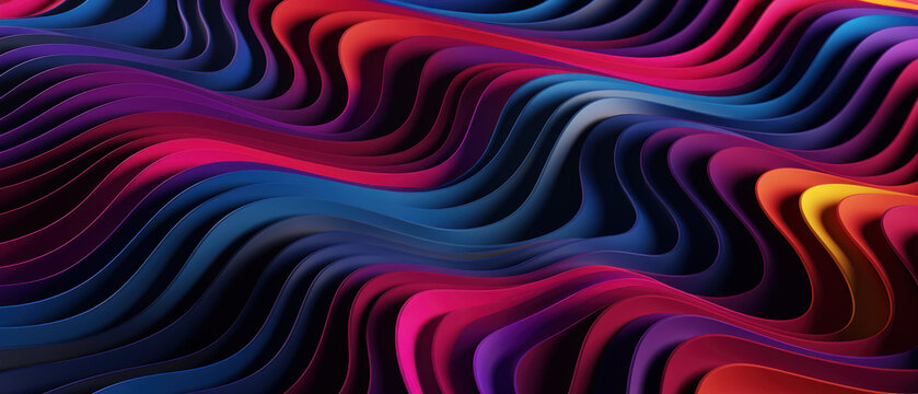 Abstract design featuring bright, neon zigzag lines in a smooth, wavy motion.