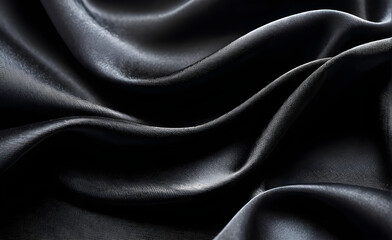 Fototapeta premium Abstract background luxury cloth or liquid wave or wavy folds of grunge black silk texture satin velvet material or luxurious background or elegant wallpaper design. Generative AI