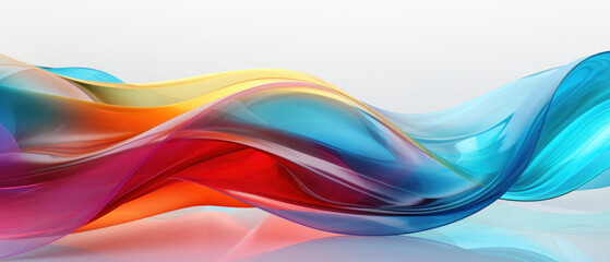 Modern 3D abstract design with flowing, colorful lines and glass-like texture. - obrazy, fototapety, plakaty
