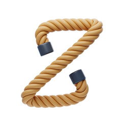Z  Letter 3D Shape Rope Text. 3d illustration, 3d element, 3d rendering. 3d visualization isolated on a transparent background