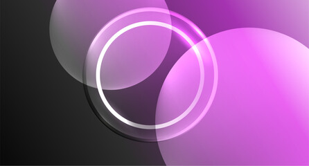 Neon glass circle copyspace for your text or product presentation geometric background. Vector illustration For Wallpaper, Banner, Background, Card, Book Illustration, landing page