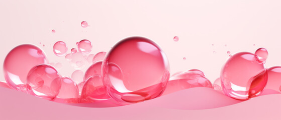 A mesmerizing close-up of pink bubbles in a fluid, forming a clean and minimalistic pattern.
