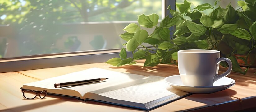 photorealistic picture of a book white cover on a desk