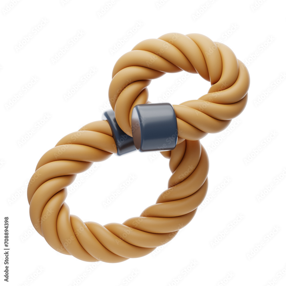 Poster 3d number 8 shape rope text. 3d illustration, 3d element, 3d rendering. 3d visualization isolated on