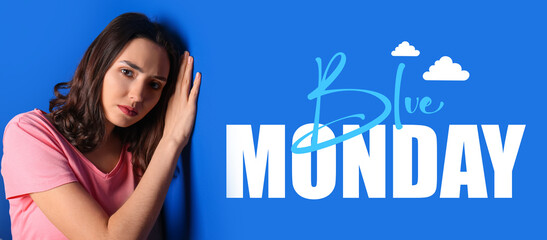 Banner for Blue Monday with depressed young woman