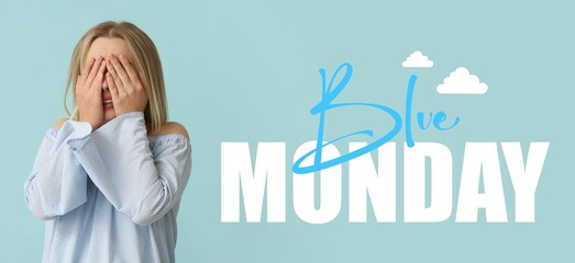 Banner for Blue Monday with crying woman