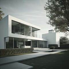 Fototapeta na wymiar Luxury contemporary architecture house with pool in a magnificent location