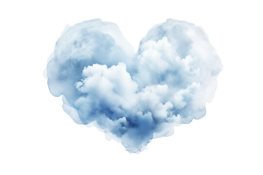 White heart on a background of blue sunny sky. Sky daylight. Sunny sky. Element of design. Heart made of clouds. The composition of the clouds transparent background Generative Ai