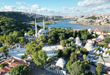 Eyüpsultan Mosque Drone View, Istanbul - Eyüpsultan - obrazy, fototapety, plakaty