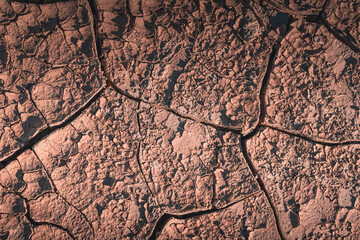 Texture of the dry mud cracked ground