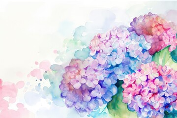 Hydrangeas: Represent heartfelt emotions and gratitude, valentine theme, watercolor, copy space.