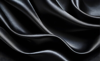Fototapeta premium Abstract background luxury cloth or liquid wave or wavy folds of grunge black silk texture satin velvet material or luxurious background or elegant wallpaper design. Generative AI