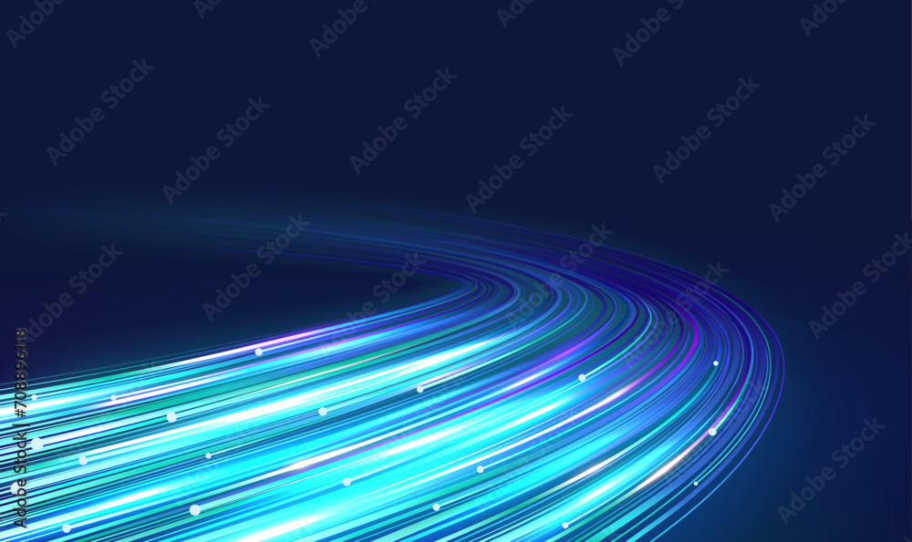 Canvas Prints high speed movement of glow blue lines. internet wireless data transmission concept.