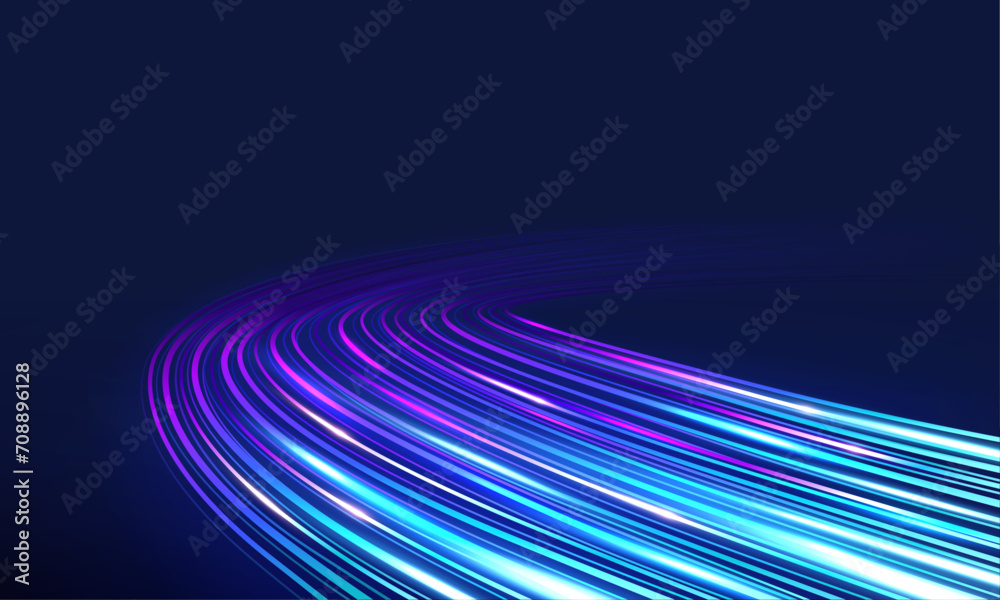 Canvas Prints high speed movement of glow blue lines. internet wireless data transmission concept.