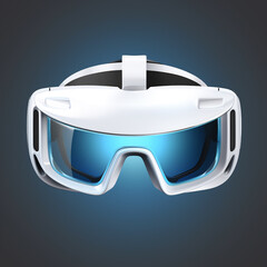 Virtual reality technology concept, virtual reality glasses in white colors on a neutral background, avatar, element for banner, symbol of modern technology