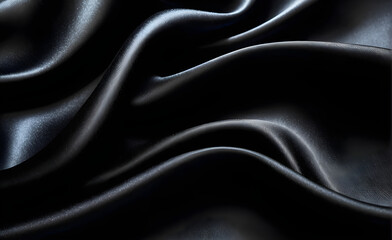 Obraz premium Abstract background luxury cloth or liquid wave or wavy folds of grunge black silk texture satin velvet material or luxurious background or elegant wallpaper design. Generative AI