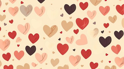 Fototapeta premium seamless vector texture with hand drawn hearts