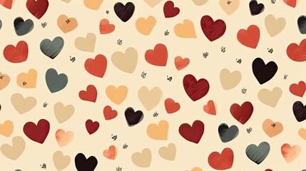Fototapeta premium seamless vector texture with hand drawn hearts