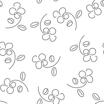 Patr&oacute;n de flores en trazo negro sobre fondo blanco