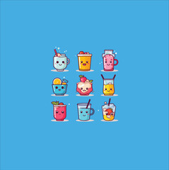 cute icon of drinks