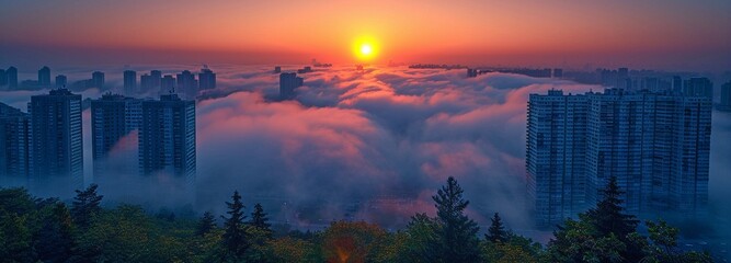 Morning fog above the city