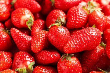 Texture of fresh strawberries as background