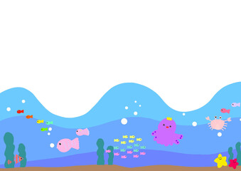 Under the sea with cut sea animals 