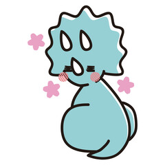 幸せそうに振り返るベビートリケラトプスのイラスト