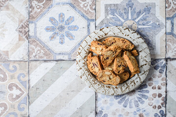 crackers on a tile background