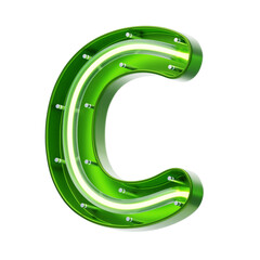 C  Letter 3D Shape Neon Text. 3d illustration, 3d element, 3d rendering. 3d visualization isolated on a transparent background