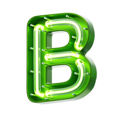 B  Letter 3D Shape Neon Text. 3d illustration, 3d element, 3d rendering. 3d visualization isolated on a transparent background