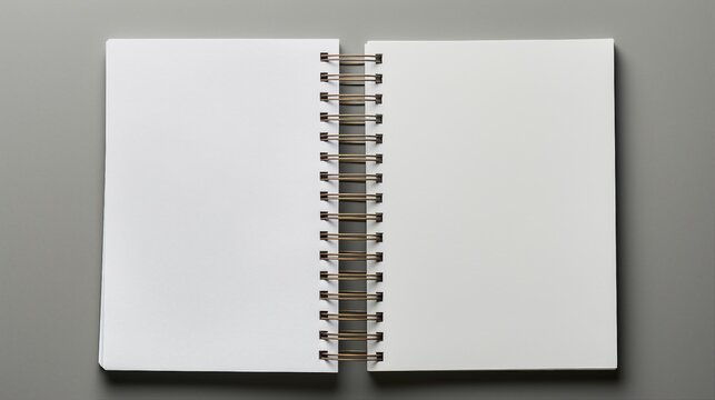 Above Photo of Two Empty Notebooks on Grey Background – Minimalistic Design for Creative Minds, Perfect for Commercial Use, Download Now