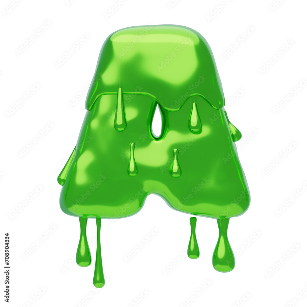 Poster a letter 3d shape slime text. 3d illustration, 3d element, 3d rendering. 3d visualization isolated o