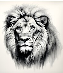 Lion Head Portrait (Style - pencil sketch)