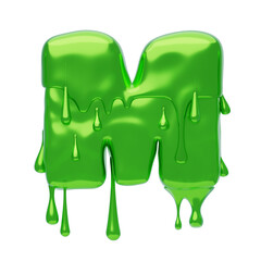 M  Letter 3D Shape Slime Text. 3d illustration, 3d element, 3d rendering. 3d visualization isolated on a transparent background