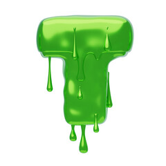 T  Letter 3D Shape Slime Text. 3d illustration, 3d element, 3d rendering. 3d visualization isolated on a transparent background