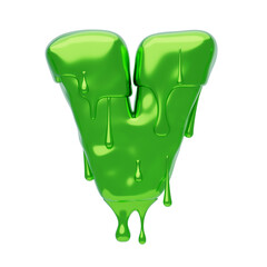 V  Letter 3D Shape Slime Text. 3d illustration, 3d element, 3d rendering. 3d visualization isolated on a transparent background