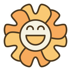 Groovy Funny Geometric Flower vector colored icon or logo element