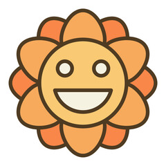 Pretty Groovy Smiling Flower vector colored icon or design element