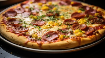 Homemade pizza close-up.. Generative AI
