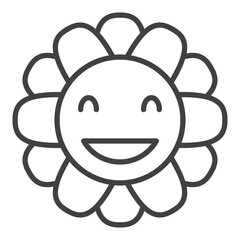 Cheerful Geometric Flower in Groovy 70s style vector thin line icon or design element