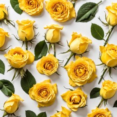 Yellow roses on white background, Conceptual image for love, dating, Valentine's Day, anniversary.