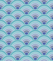 Seamless colorful geometric vintage pattern of circles in retro pastel colors. Vector image