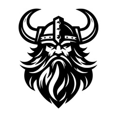 Vector logo of a Viking head. black and white logo of Norse guy. suitable for tattoo, emblems, logo